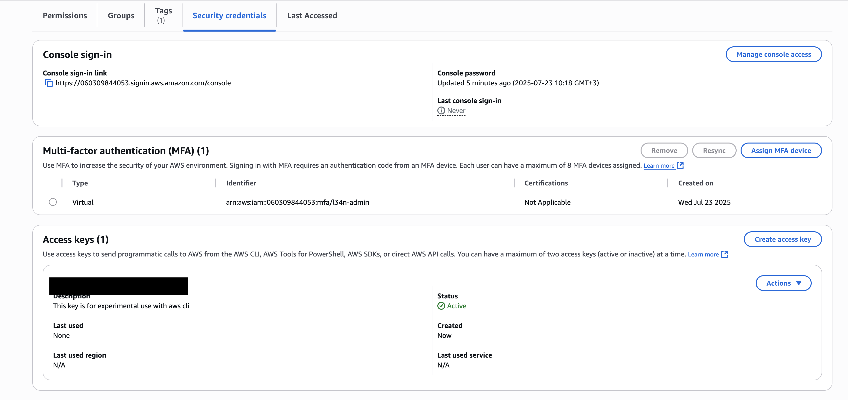Access key confirmation