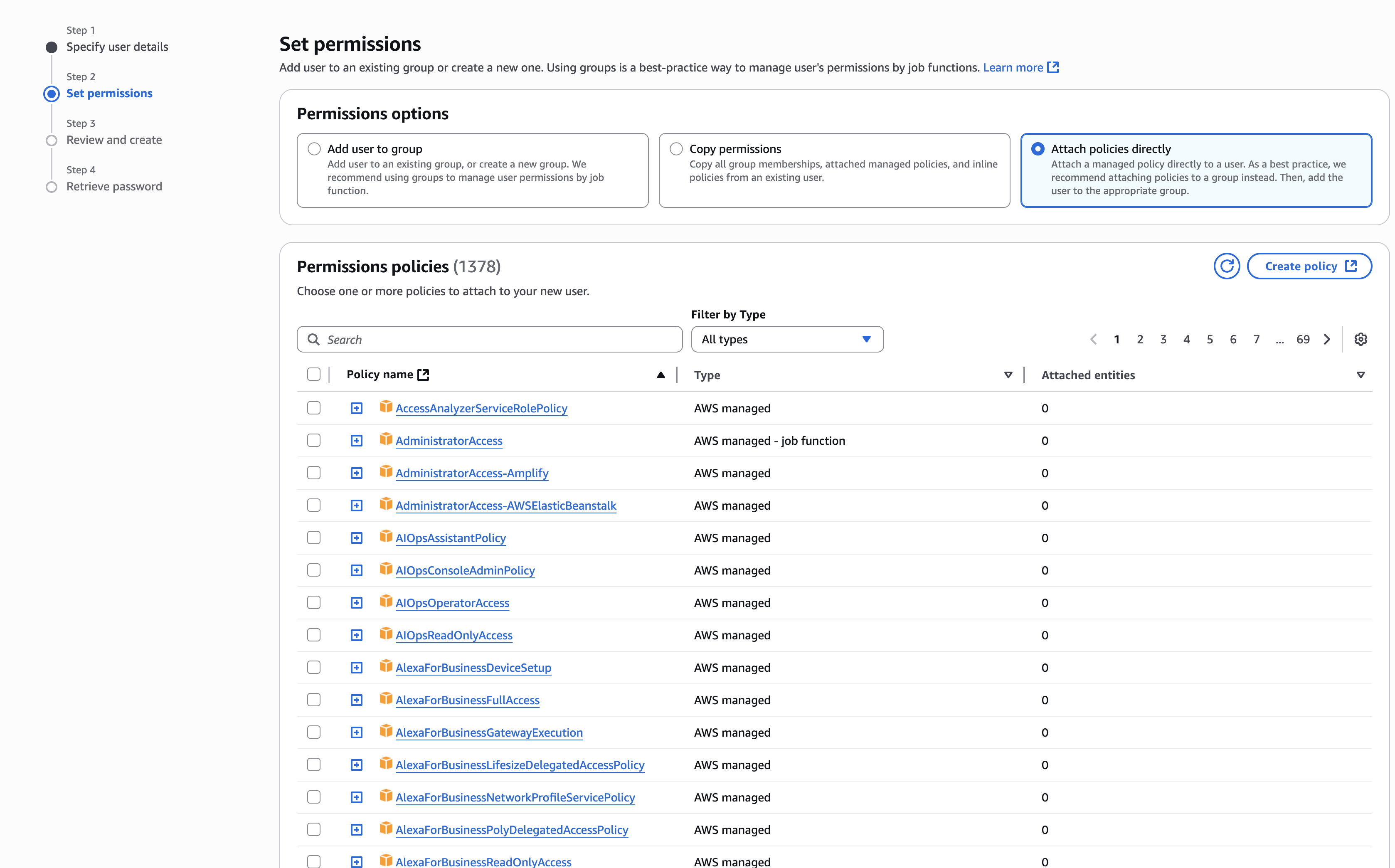 Assign admin policy