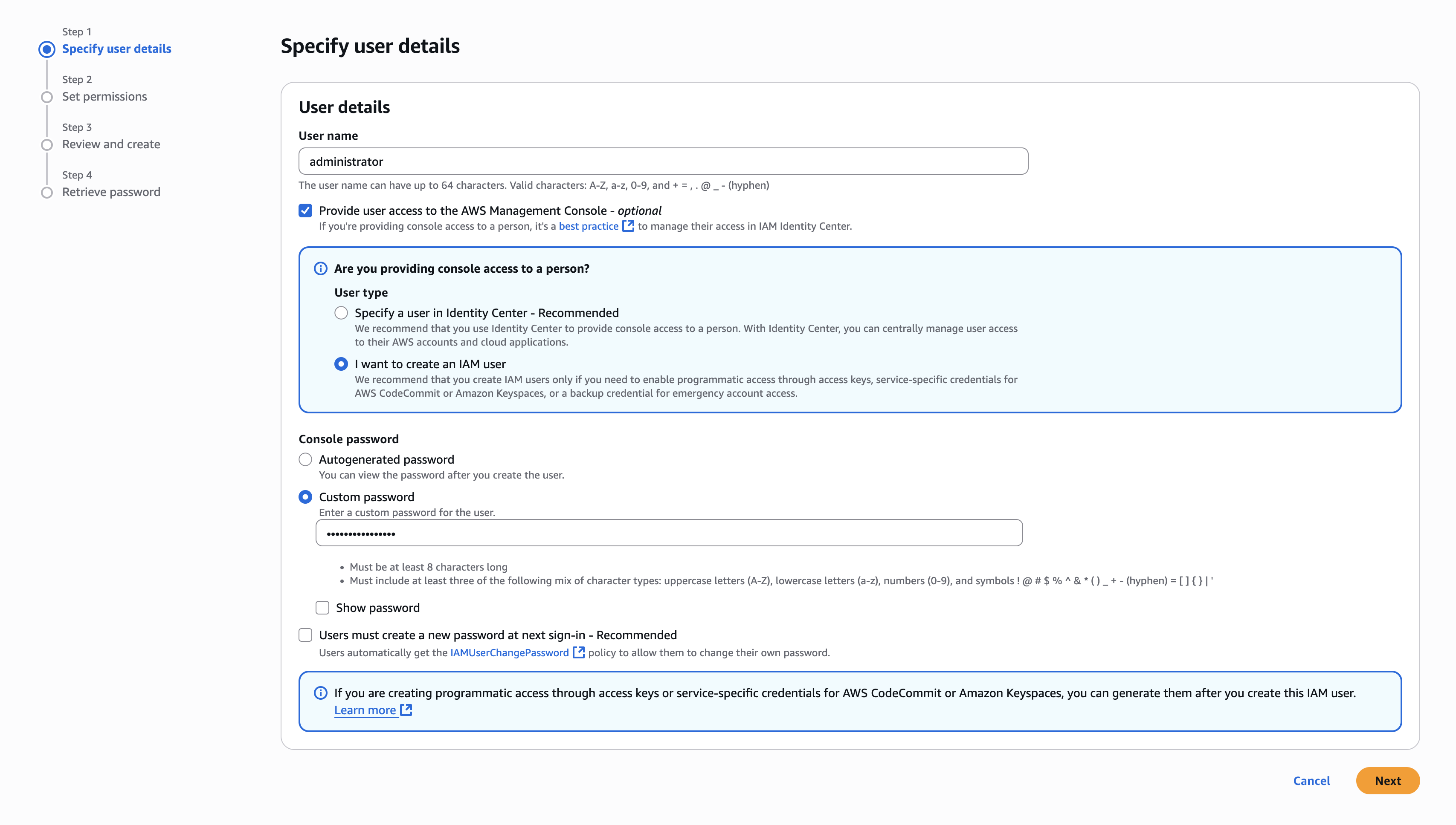User details
