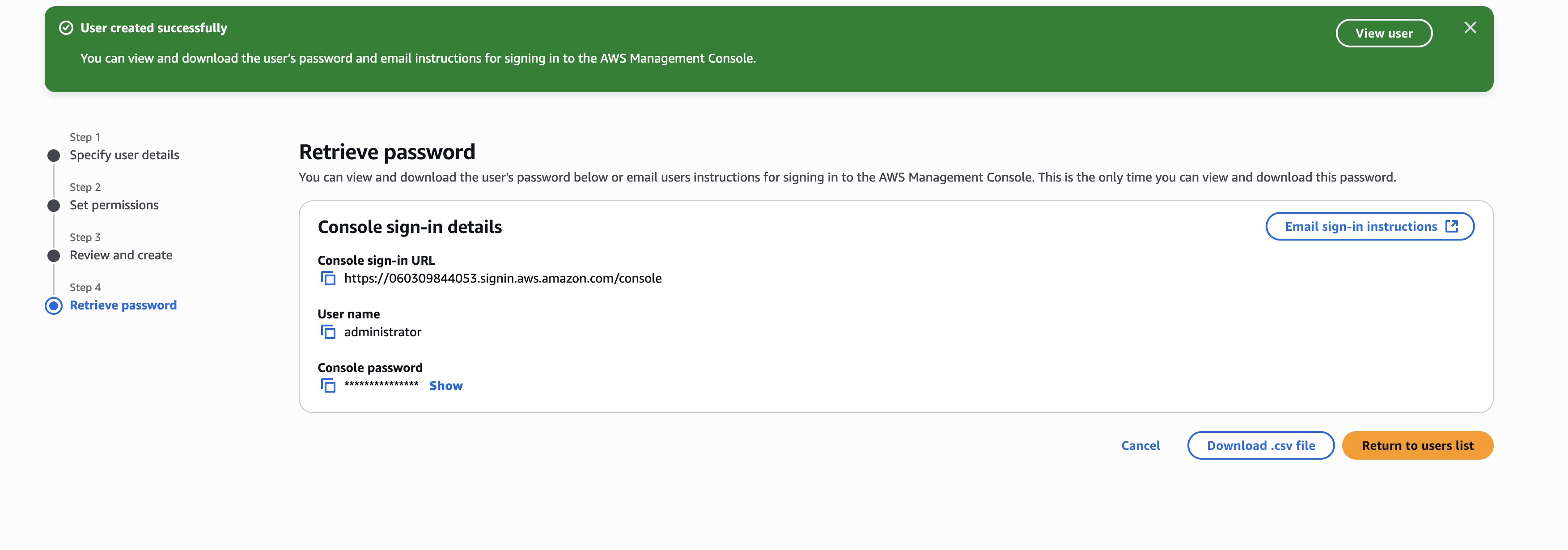 Retrieve password